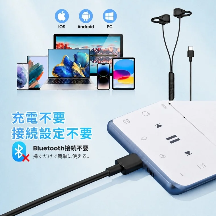充電不要、設定不要の図
