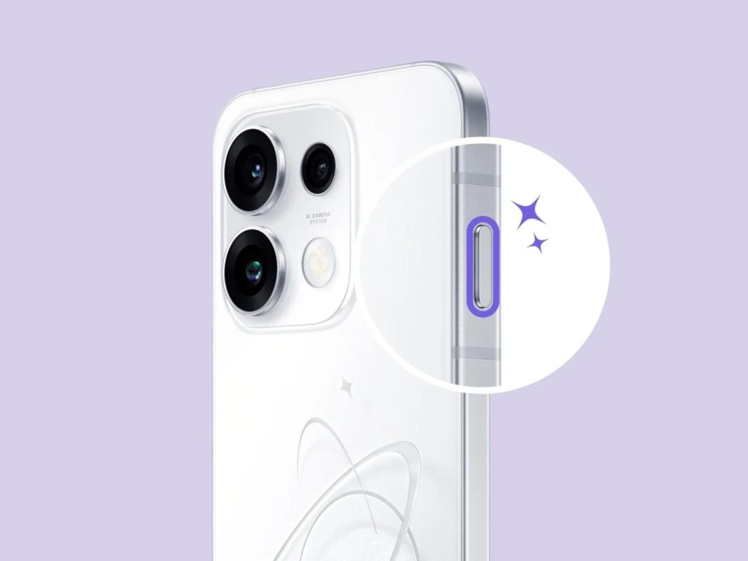 白いスマートフォン背面とボタン