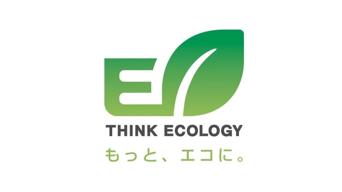緑色のロゴマークと「THINK ECOLOGY」「もっと、エコに。」という文字