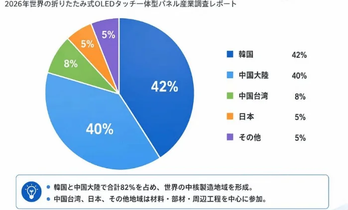 2026年の折りたたみ式OLEDタッチ一体型パネル産業の世界シェア