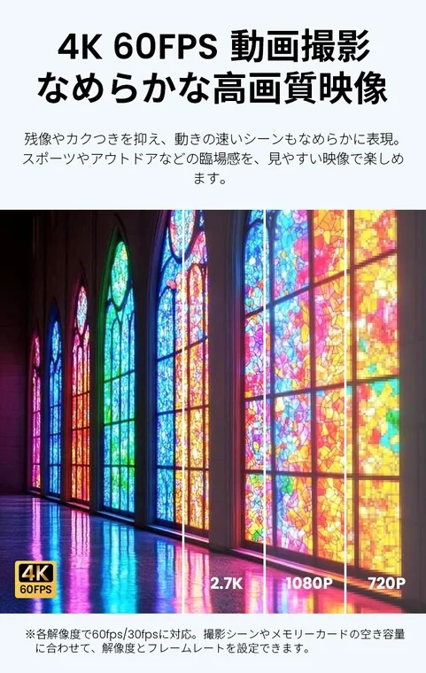 4K/60fps動画撮影