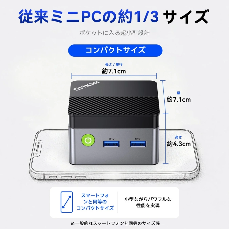 手のひらサイズの超小型設計