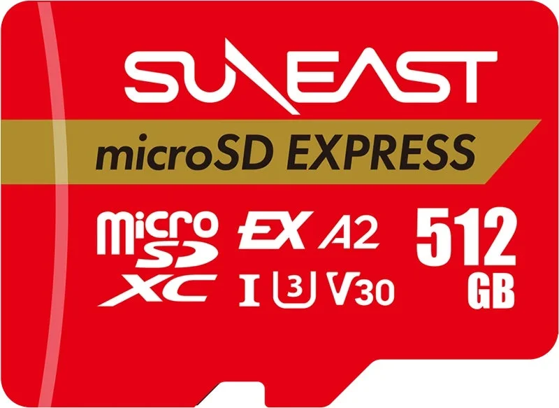 赤いSUNEAST製microSD EXPRESSカード