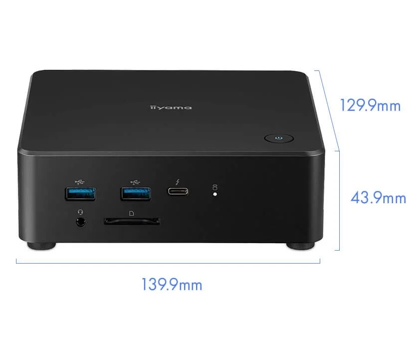 iiyama製ミニPCの前面