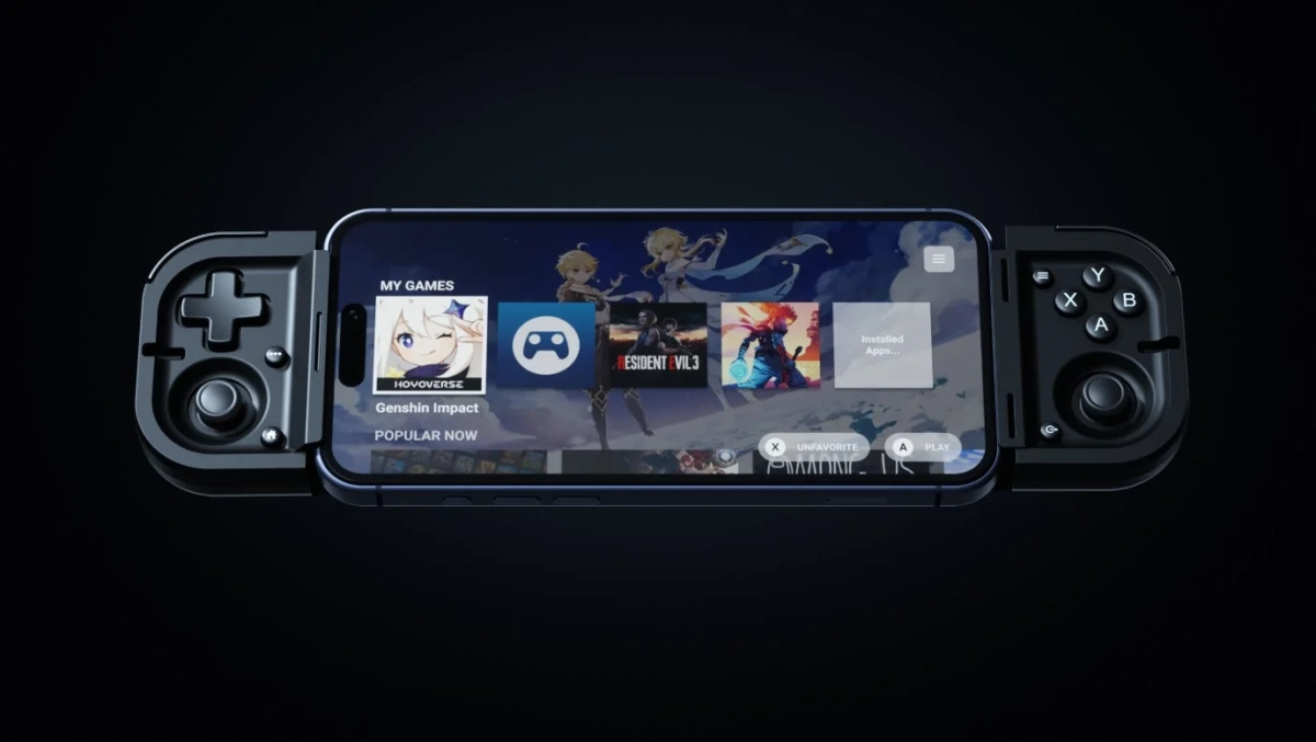 Razer Prioを装着したスマートフォン