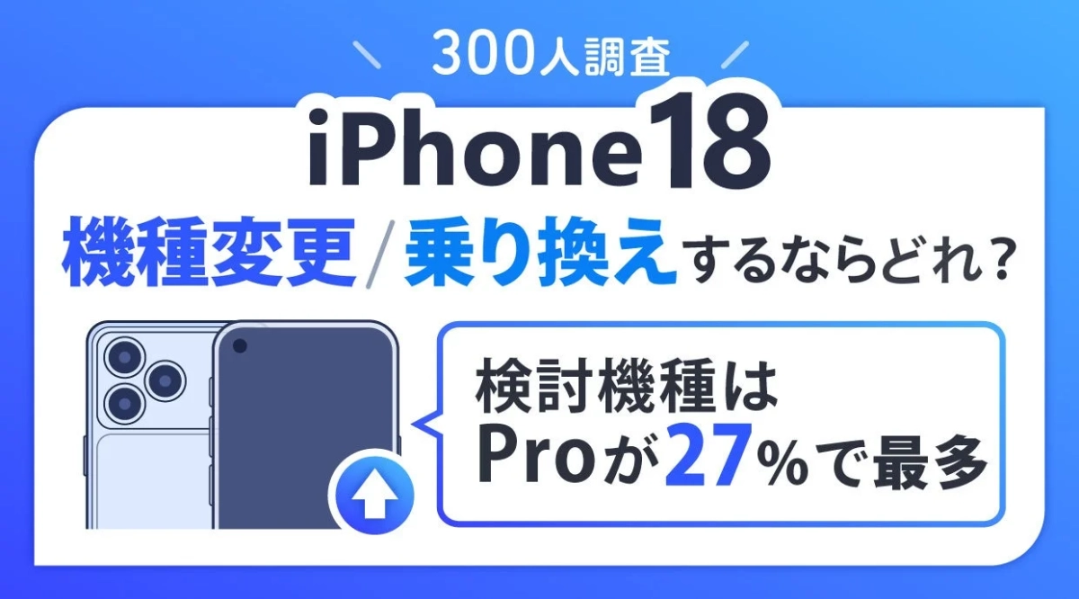 iPhone18 機種変更/乗り換えするならどれ? 検討機種はProが27%で最多