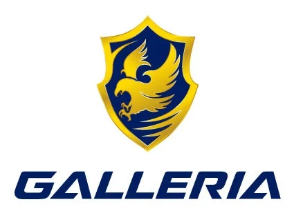 青い盾の中に金色のイーグルが描かれたロゴマークと、その下に「GALLERIA」の文字が配置された画像です。