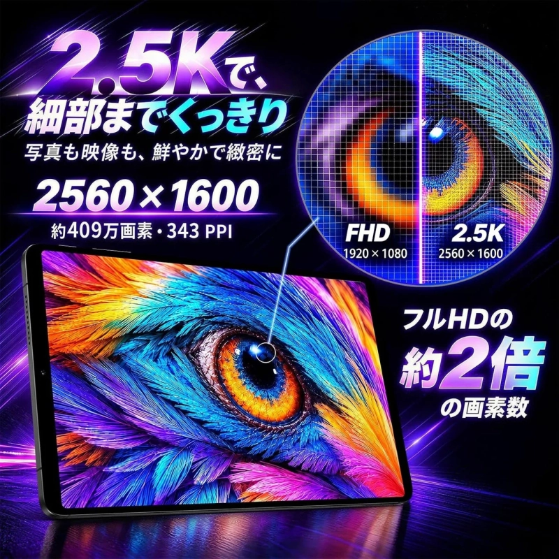 2.5K高精細ディスプレイ