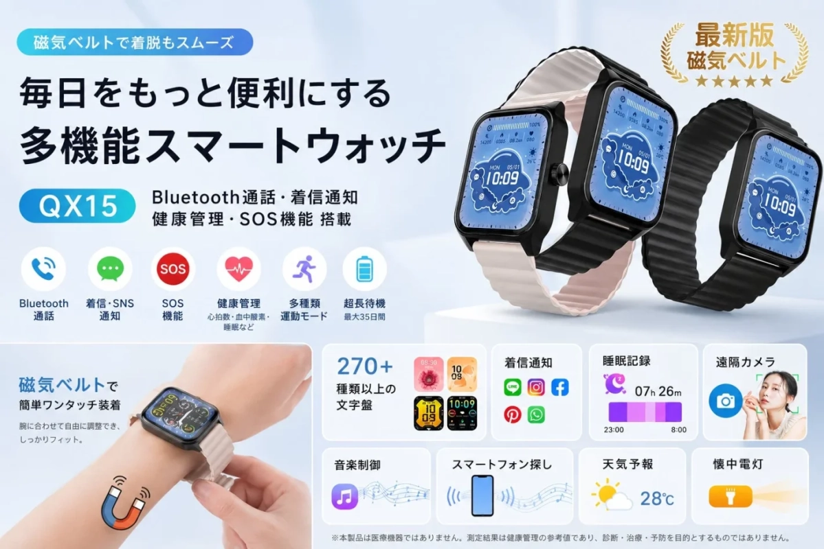 磁気ベルトで着脱もスムーズ